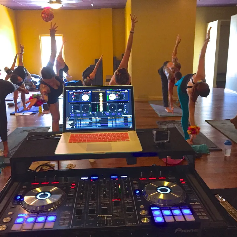 Decks set up for a studio party