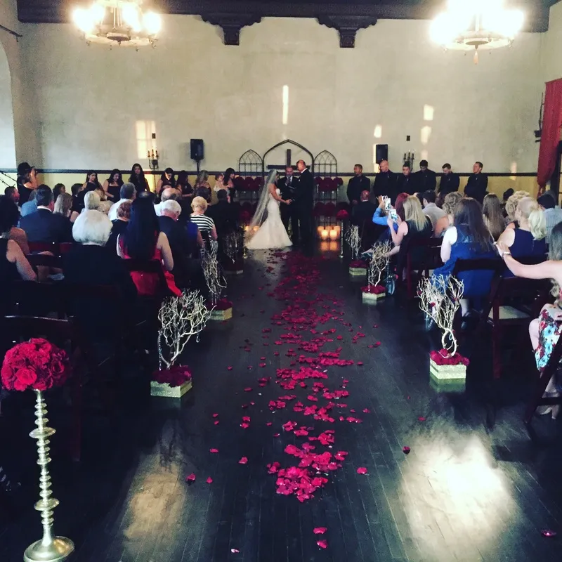 Ceremony aisle lined with rose petals
